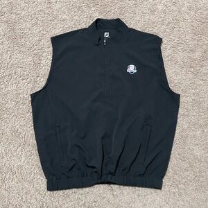 FootJoy Vest Men XL Black Spooner Cup Golf 1/2 Zip Windshirt EU Flag Team Issued